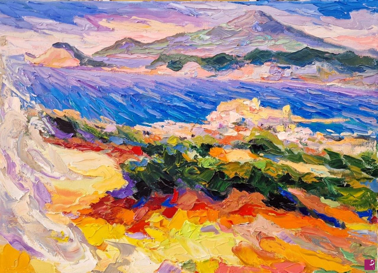 quadri in vendita online - Paesaggio contemporaneo mediterraneo: Campi Flegrei e Solfatara