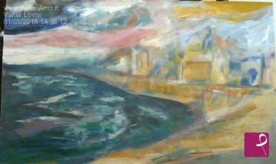 disponibile quadro - Quadro astratto dipinto su tela marina moderna 100 x  70 Lovisi Valter quadri firmati - Valter Lovisi