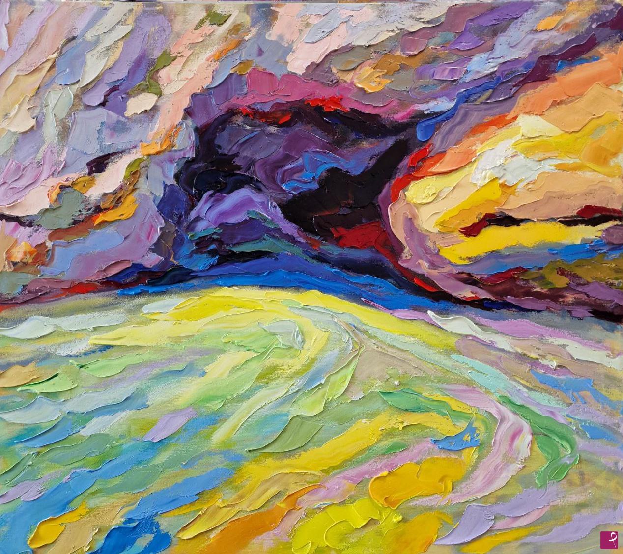 quadri in vendita online - Paesaggio impressionista mediterraneo:  Grotta di Enea, Gaeta.