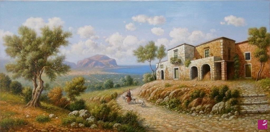 quadri in vendita online - Paesaggio siciliano