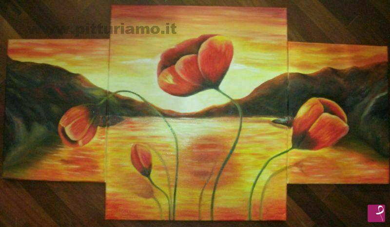 quadri in vendita online - papaveri al tramonto