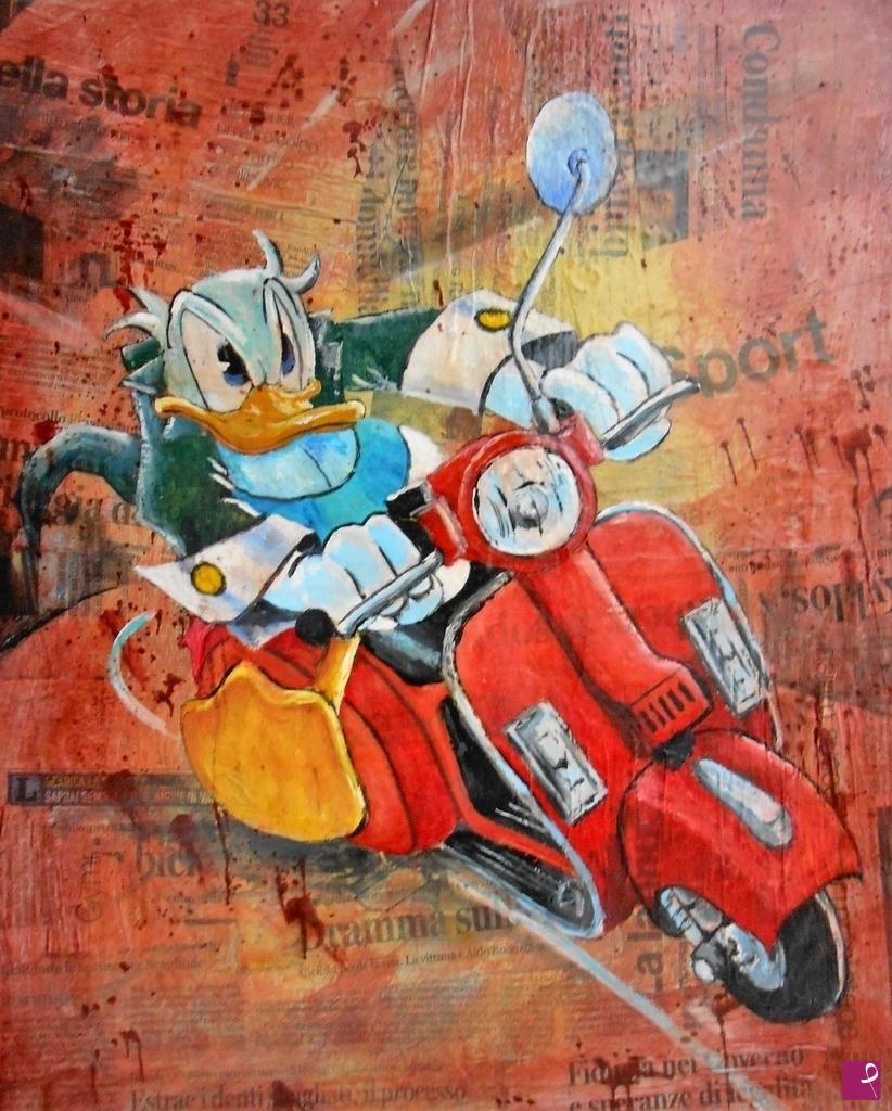 quadri in vendita online - Paperino in vespa