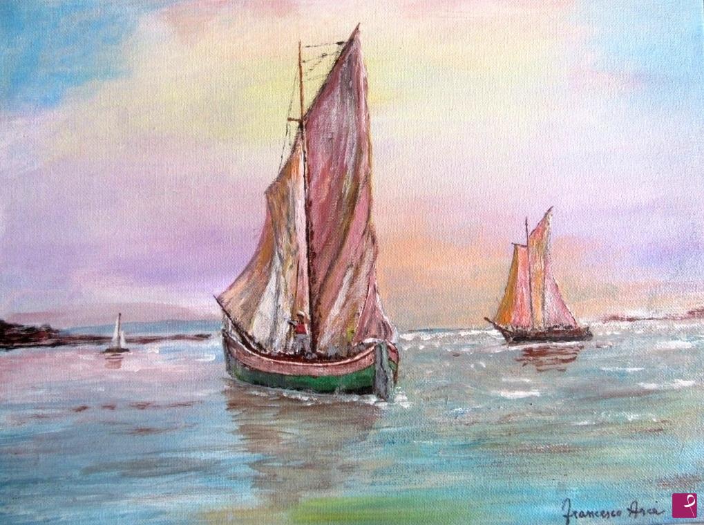 quadri in vendita online - PARANZE AL TRAMONTO