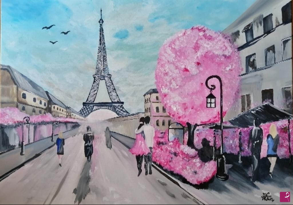 quadri in vendita online - Parigi in rosa