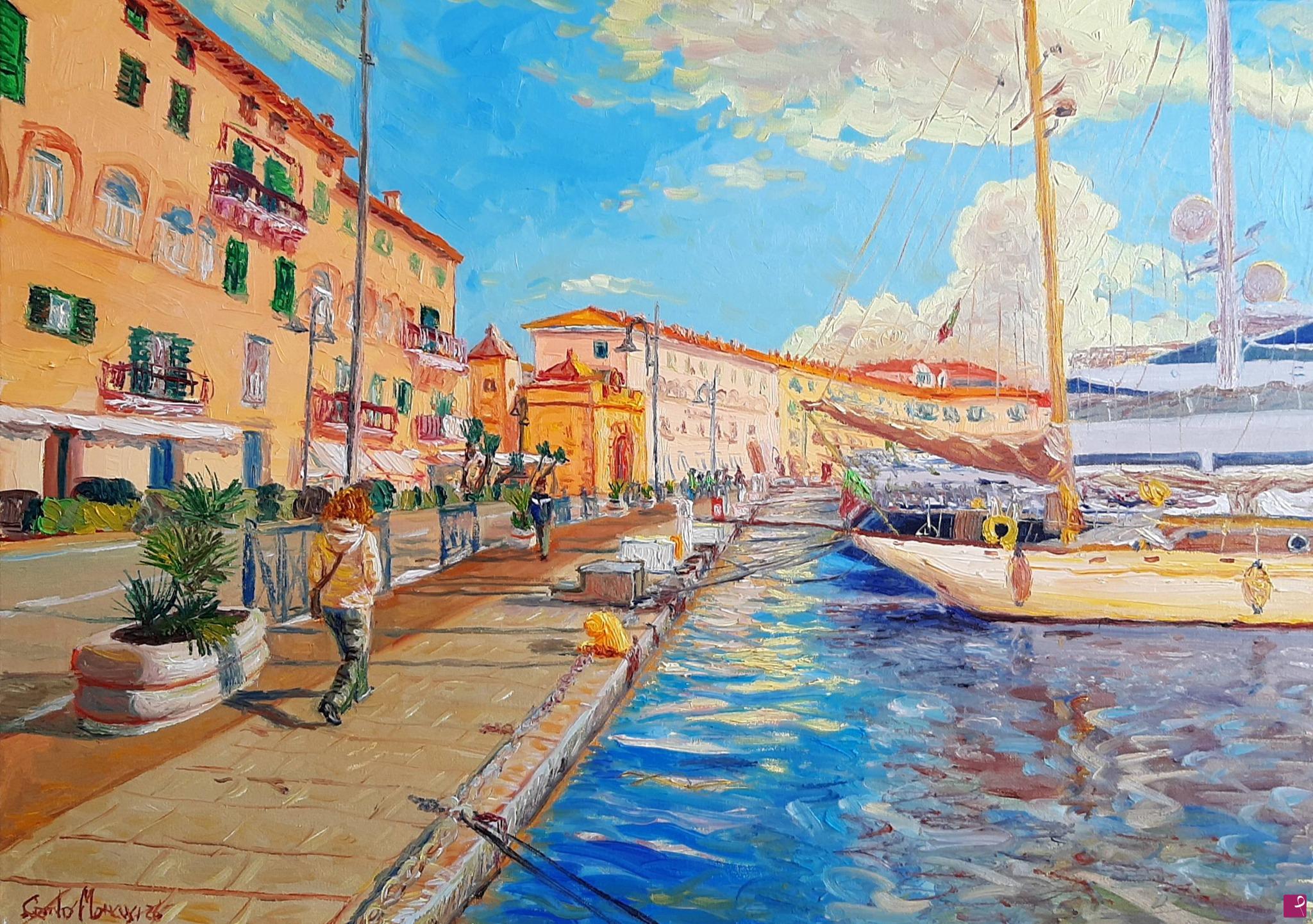 quadri in vendita online - Passeggiata in Calata a Portoferraio