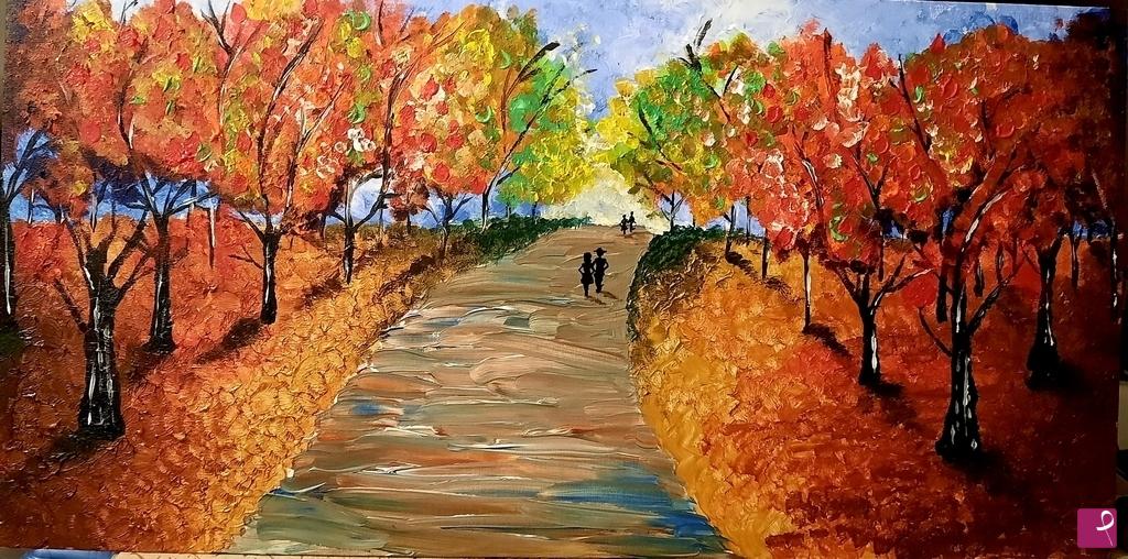 quadri in vendita online - Passeggio autunnale