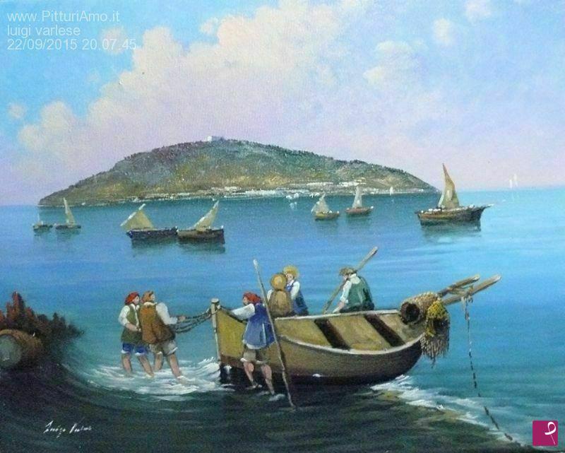 quadri in vendita online - Pescatori All'isola di Cirella