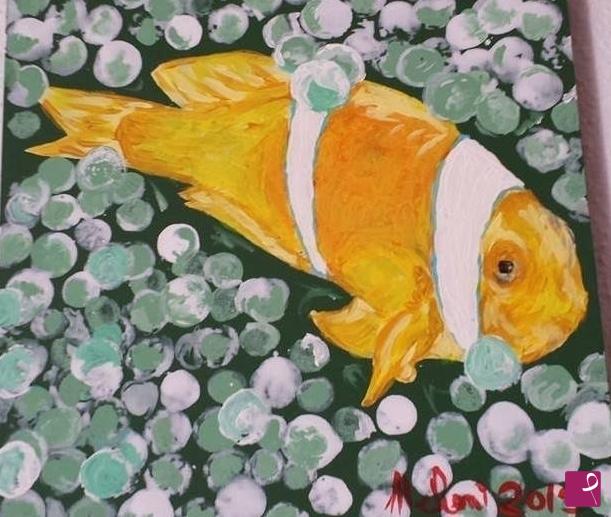 quadri in vendita online - PESCE SU SFONDO MARINO