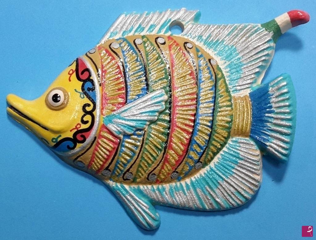 quadri in vendita online - Pesce"Punta tricolore" in ceramica artistica siciliana