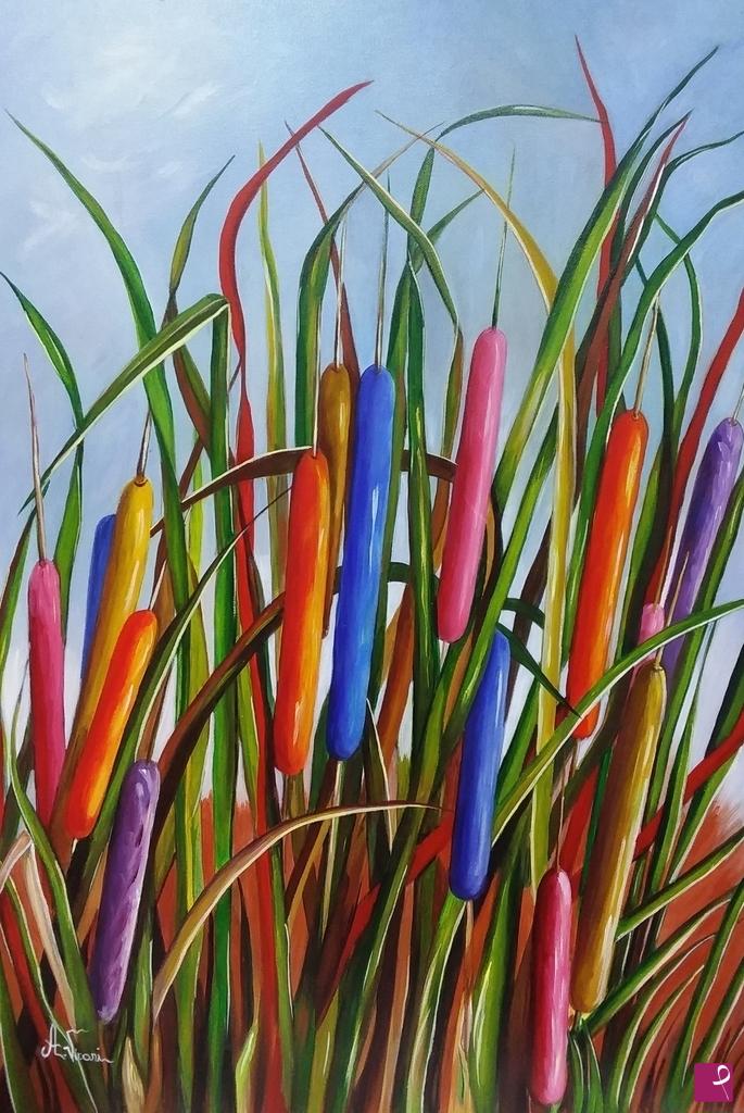 quadri in vendita online - Piante di Typha latifolia