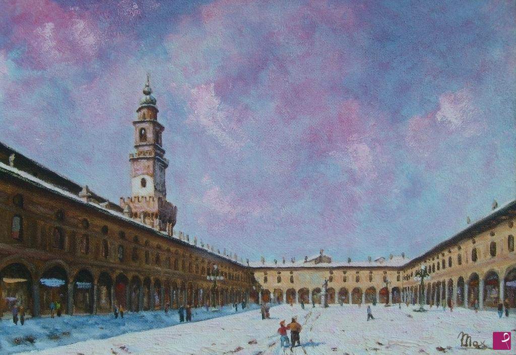 quadri in vendita online - PIAZZA INNEVATA
