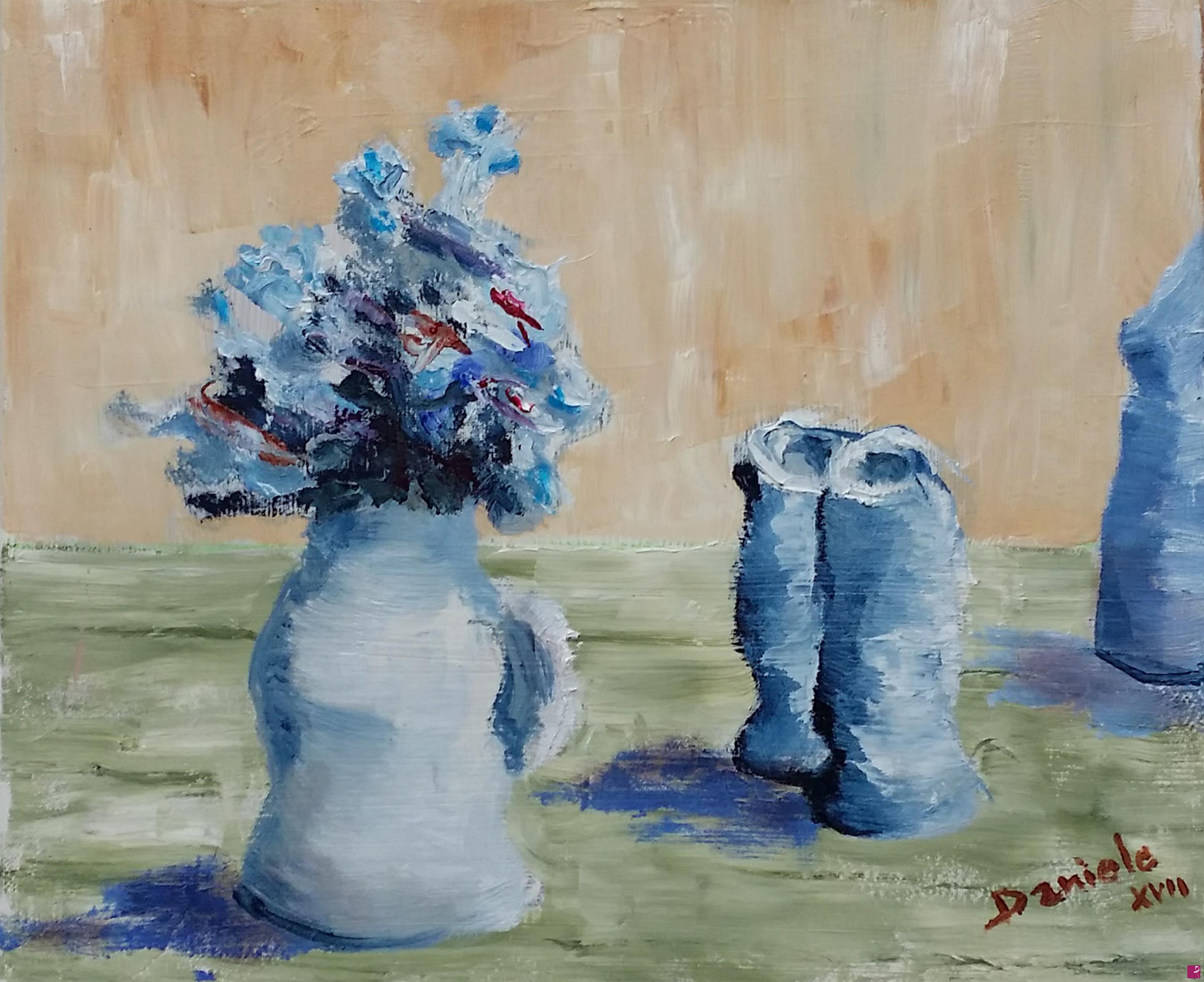 quadri in vendita online - Piccoli fiori celesti