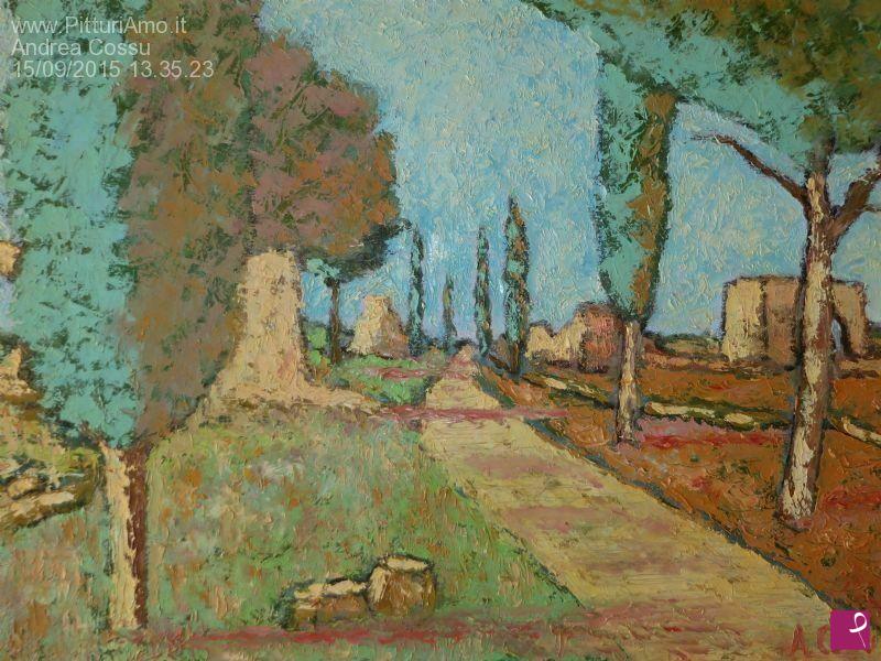 quadri in vendita online - Pini e Cipressi sull'Appia Antica