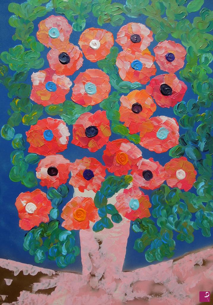 quadri in vendita online - Pink flowers in a pink vase - 328