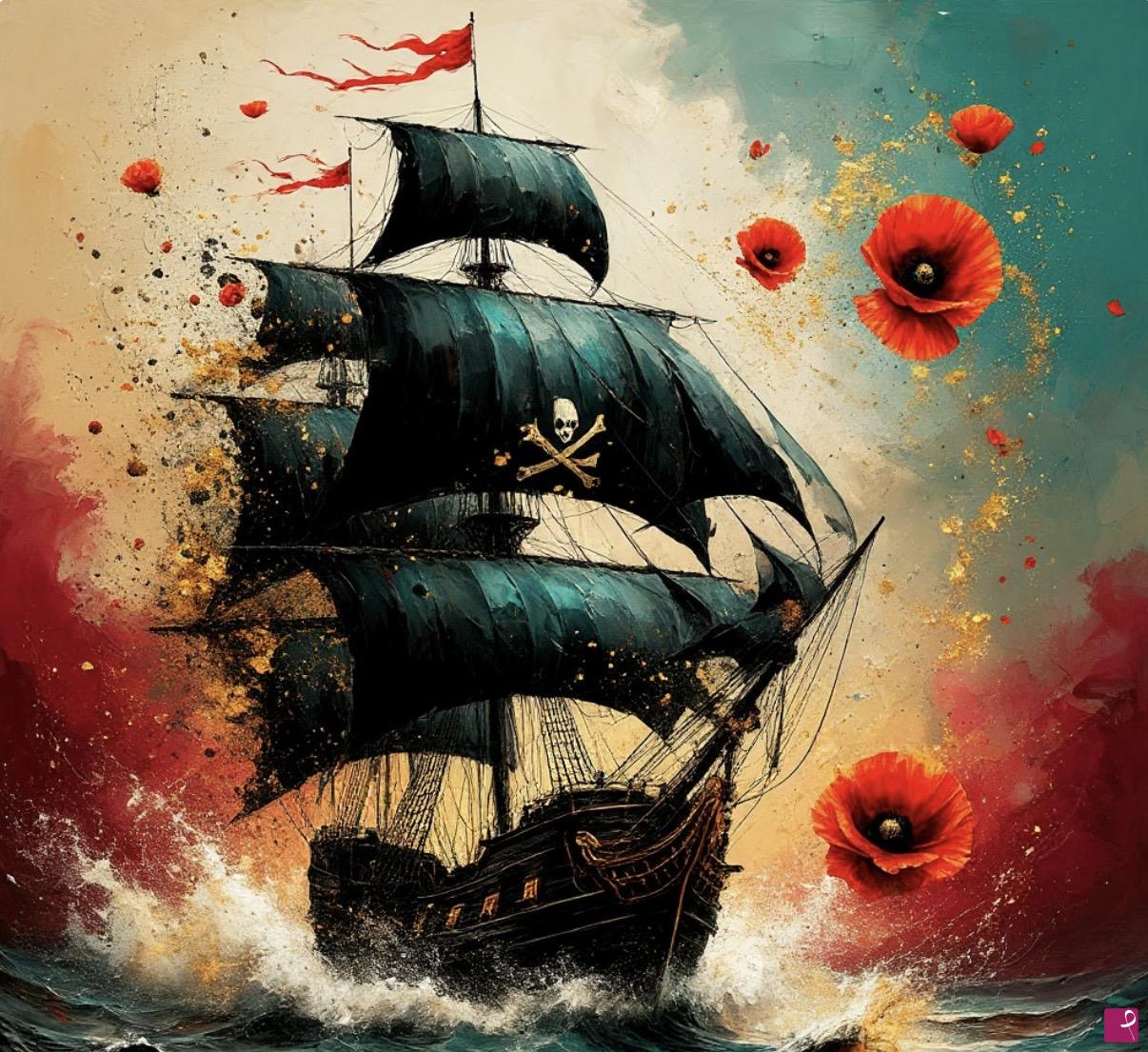 quadri in vendita online - Pirate sailboat