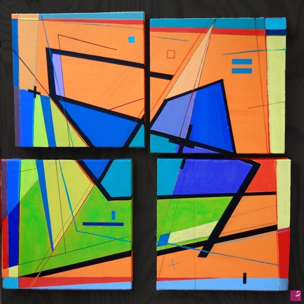 quadri in vendita online - polychropo (polychromatic polygonal)  composition 001