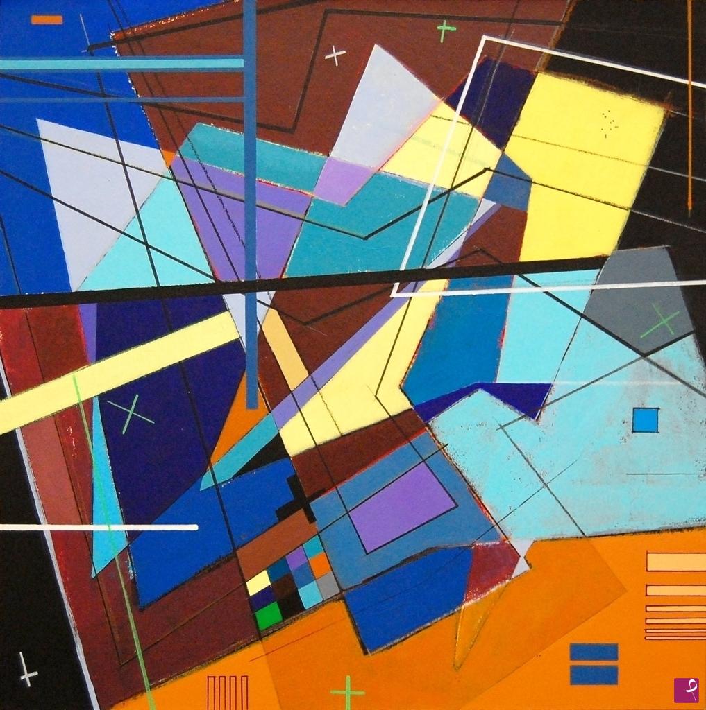 quadri in vendita online - polychropo (polychromatic polygonal) composition 002 (singularity) - study