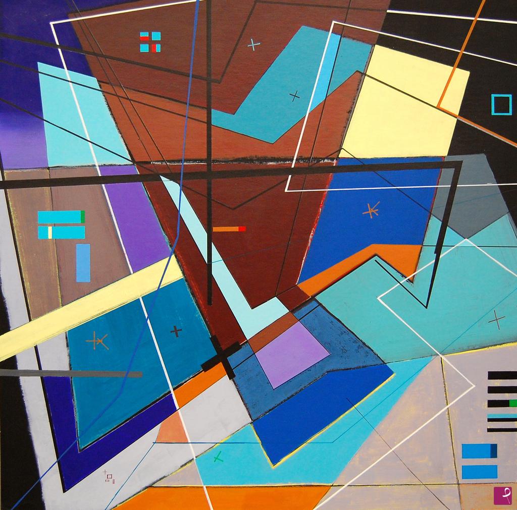 quadri in vendita online - polychropo (polychromatic polygonal) composition 002 (singularity) 
