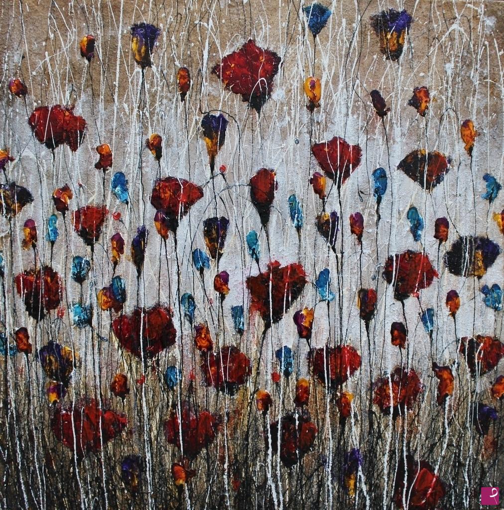 quadri in vendita online - Poppies and friends
