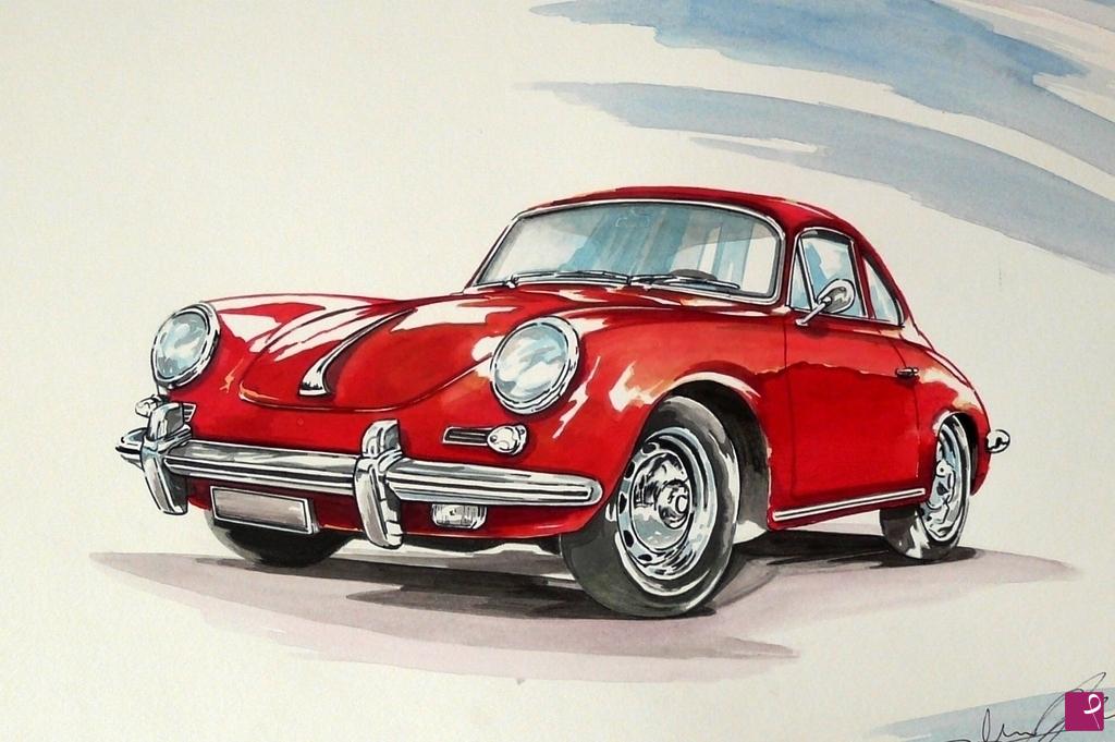 quadri in vendita online - PORSCHE 356 coupe' 1960