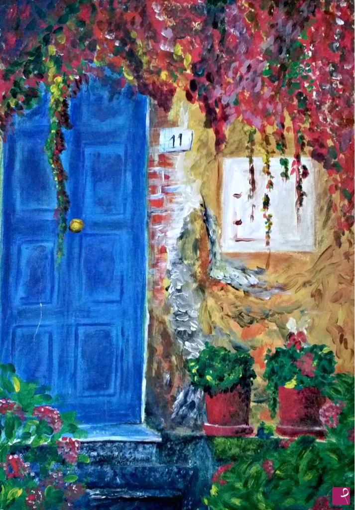 quadri in vendita online - Porta blu