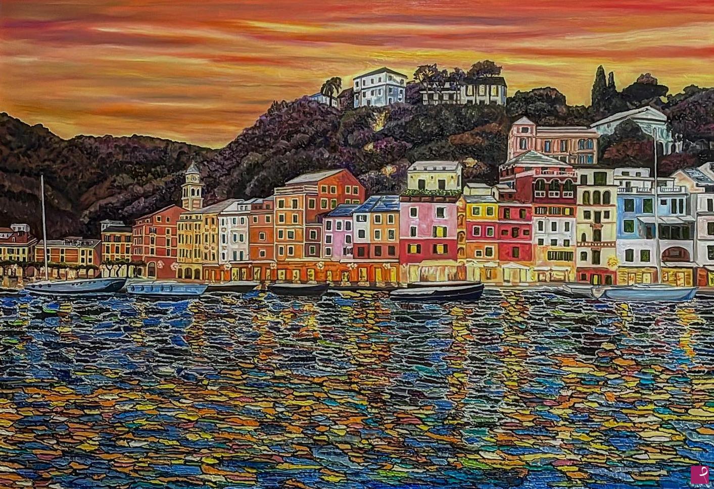 quadri in vendita online - PORTOFINO AL TRAMONTO