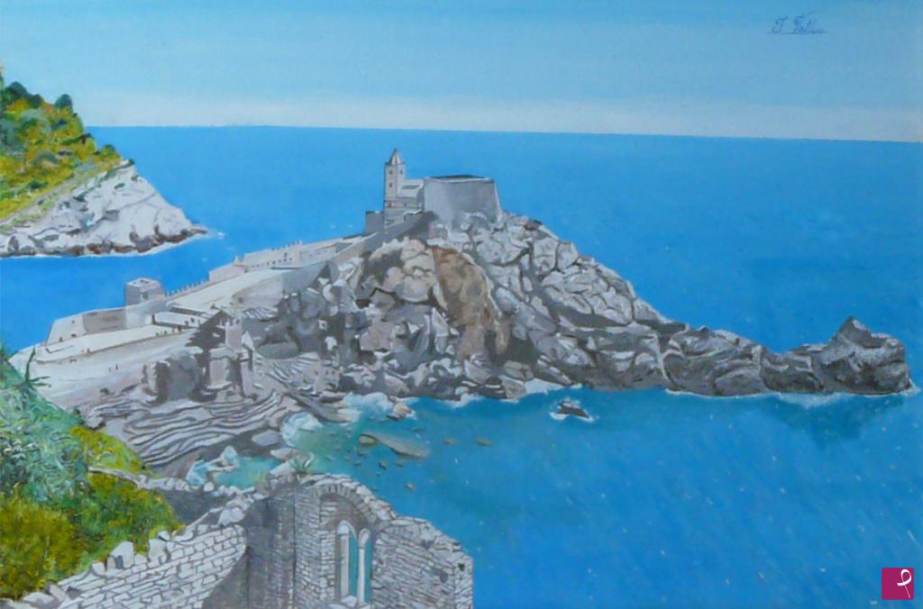 quadri in vendita online - Portovenere (promontorio) e scorcio isola Palmaria