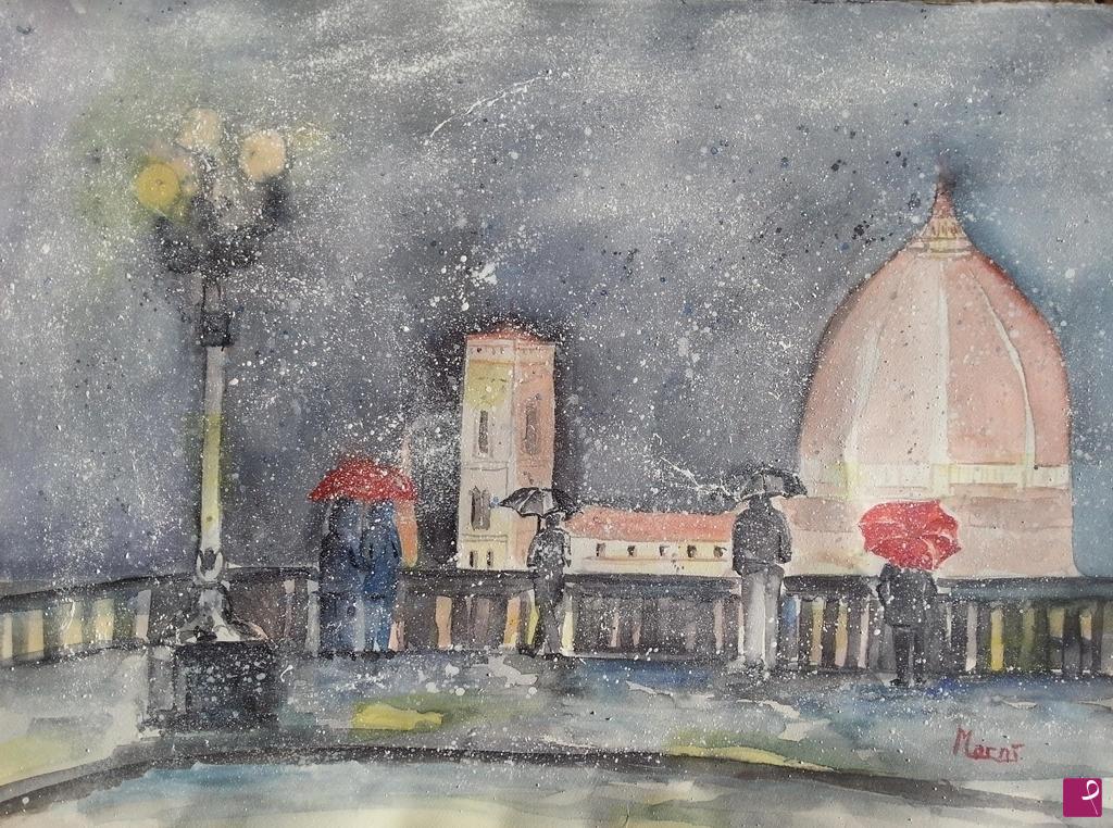 quadri in vendita online - Prima neve a Firenze