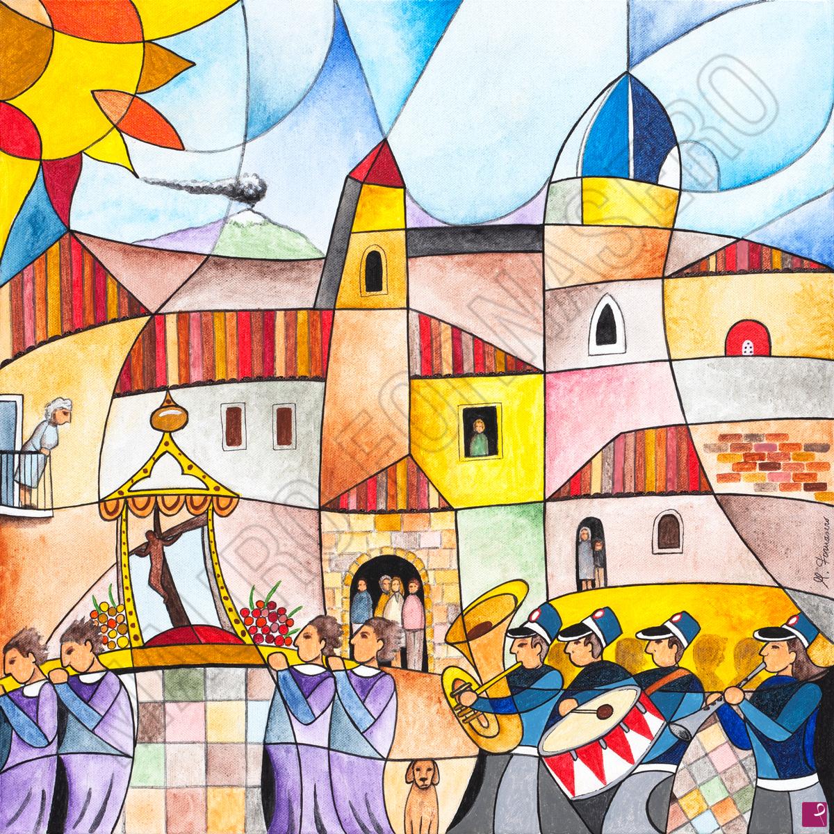 quadri in vendita online - Processione in Sicilia