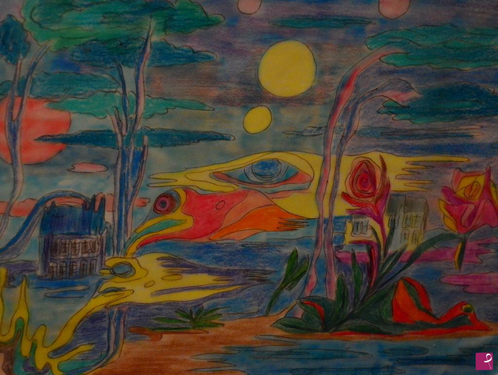 quadri in vendita online - PSYCHEDELICAL ASTRAL FLOWERFISHES