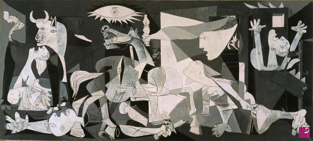 quadri in vendita online - Quadro Pablo Picasso Guernica dipinto a mano olio su tela 200x90cm