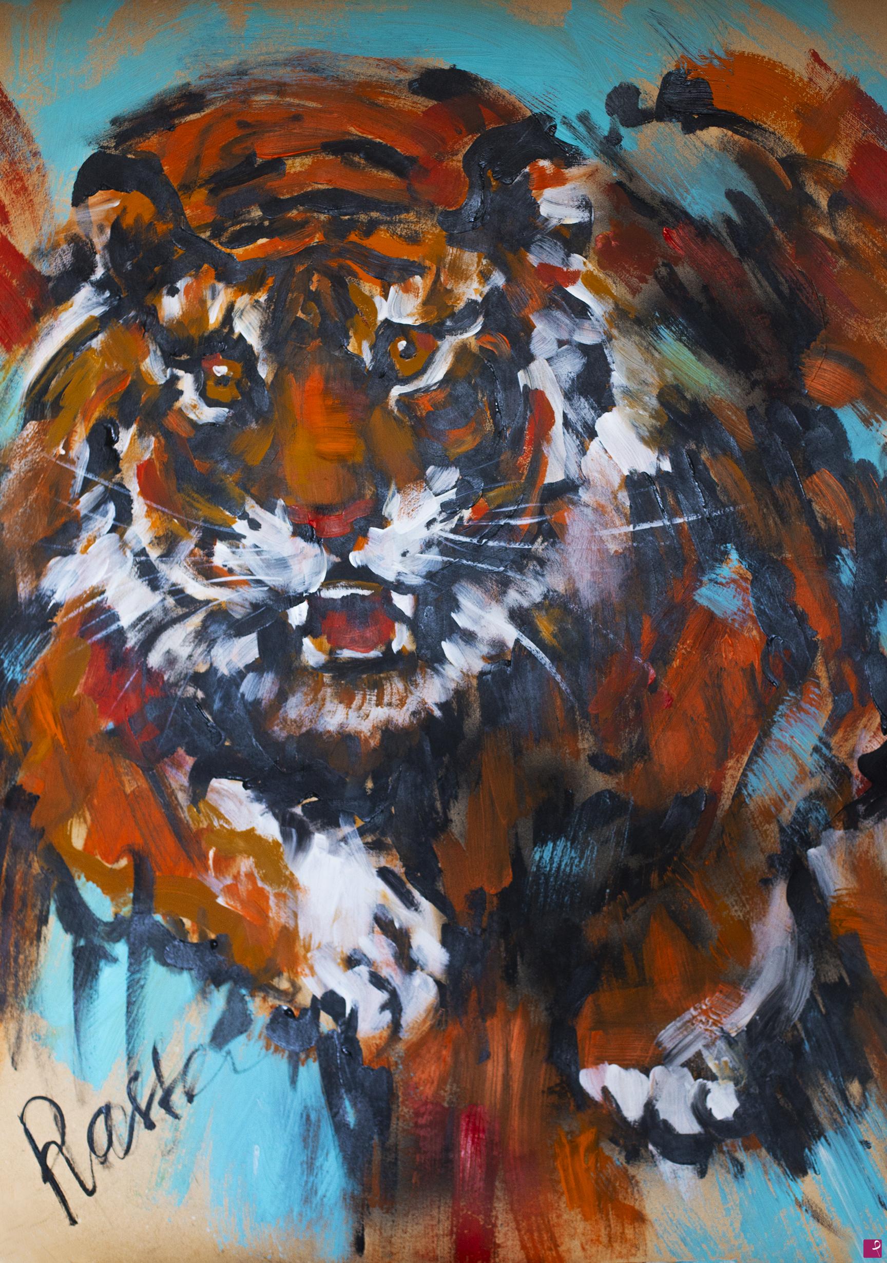 quadri in vendita online - Quadro Tigre attacca