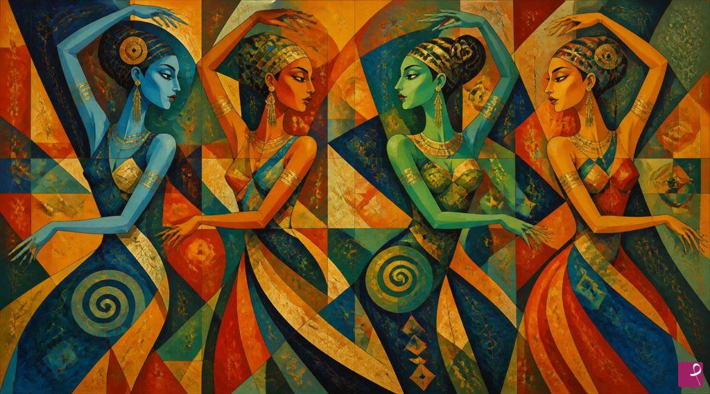 quadri in vendita online - Queens of the geometric eclipse