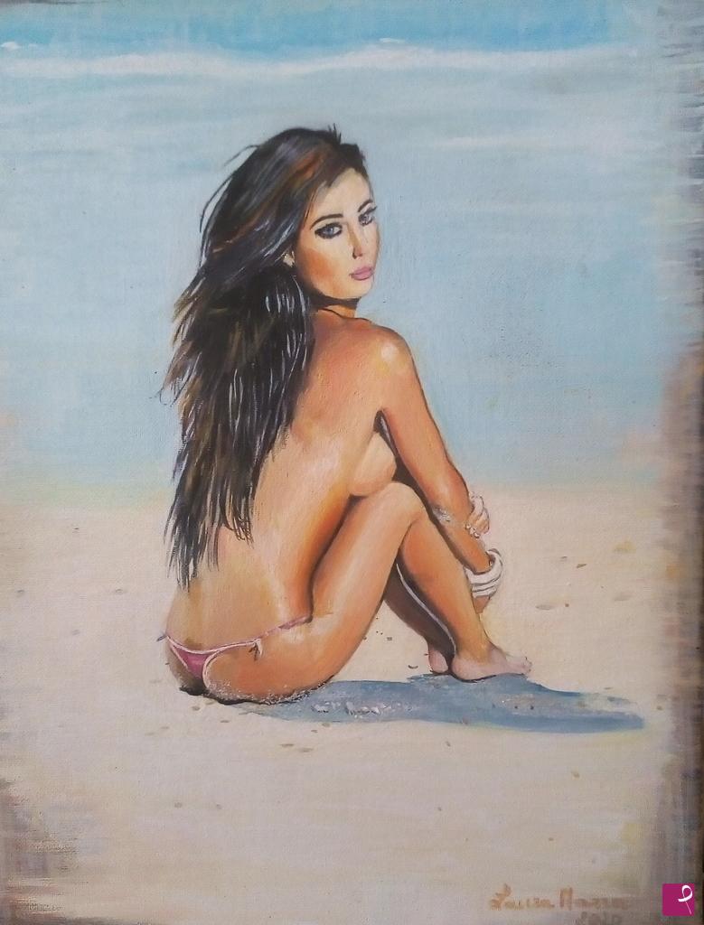 quadri in vendita online - Ragazza al  mare