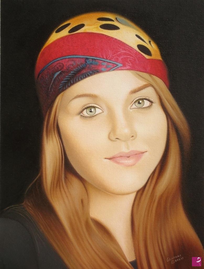 quadri in vendita online - Ragazza con bandana