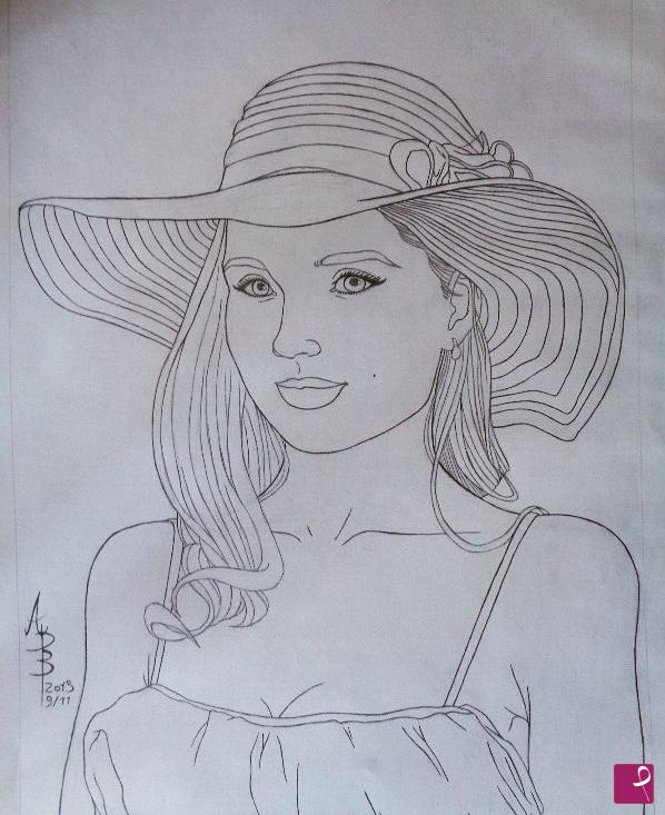 quadri in vendita online - Ragazza con cappello 
