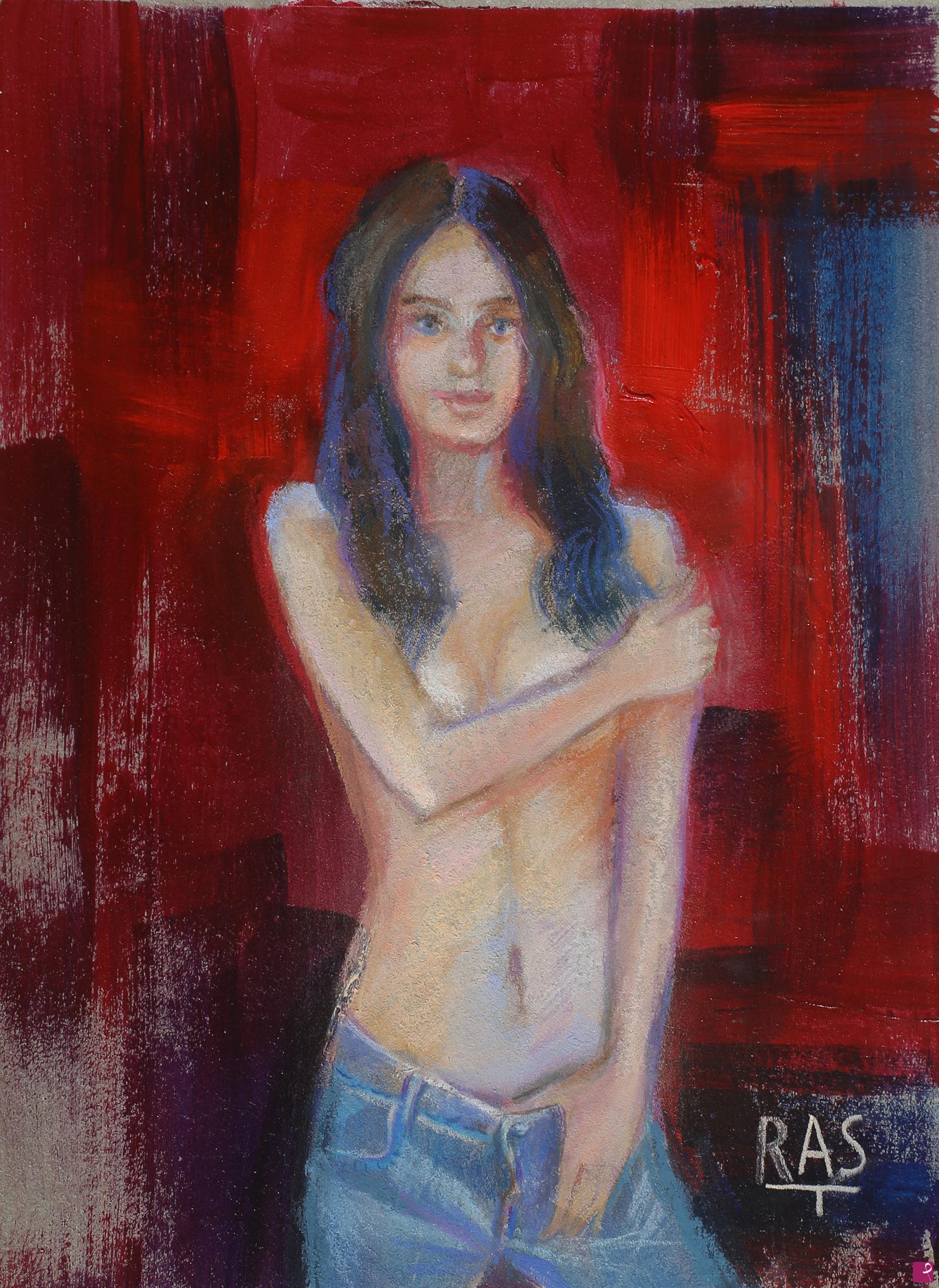 quadri in vendita online - Ragazza in jeans