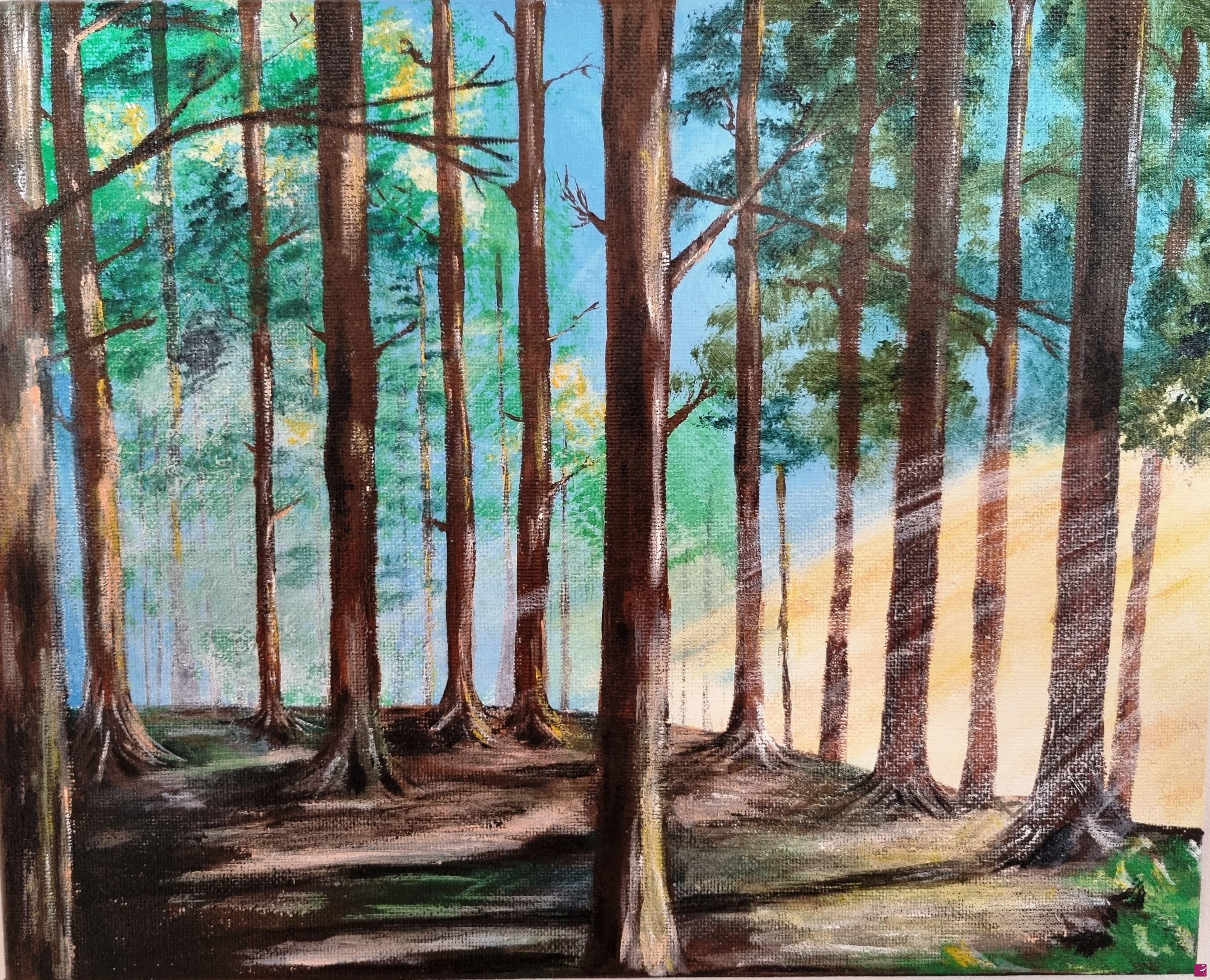 quadri in vendita online - Raggi nel bosco