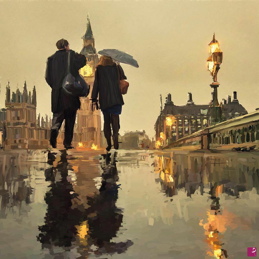 quadri in vendita online - Rain in London