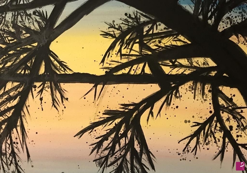 quadri in vendita online - rami al tramonto 