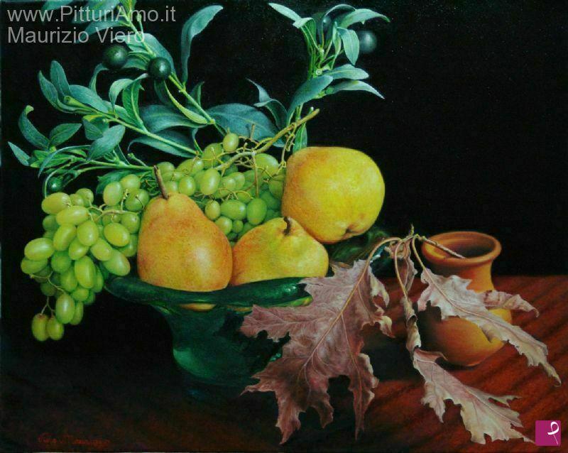quadri in vendita online - Rami di ulivo con frutta