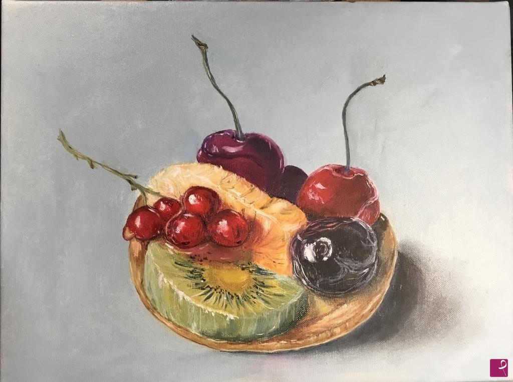 quadri in vendita online - Realismo , un dolce con frutta 