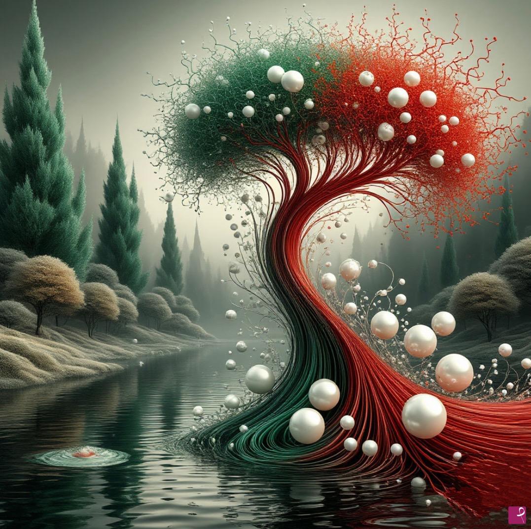 quadri in vendita online - Red-green tree