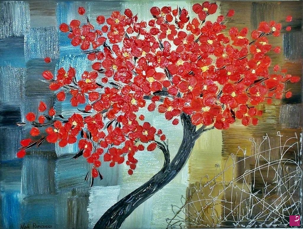 quadri in vendita online - Red tree