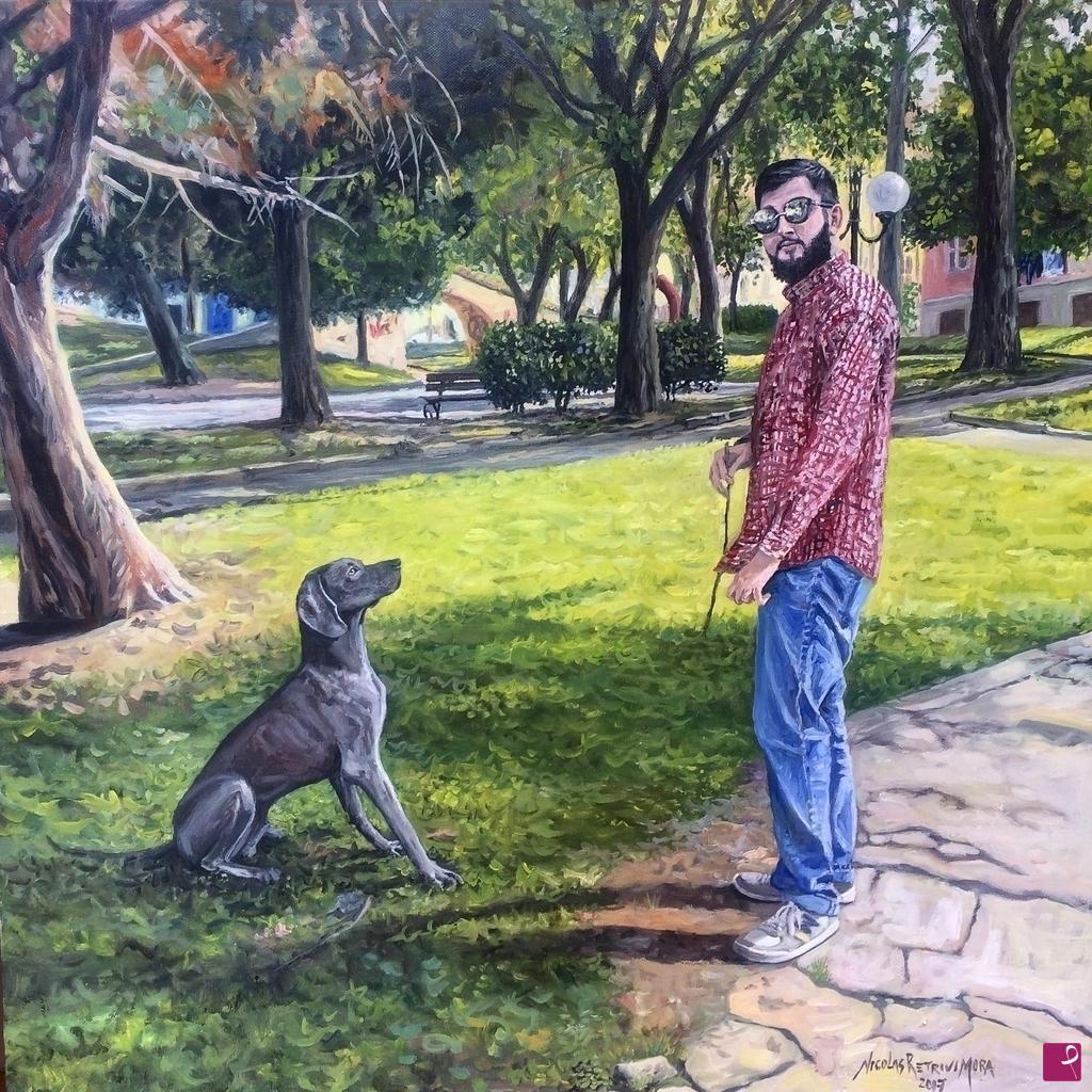 quadri in vendita online - Ritratto con weimaraner