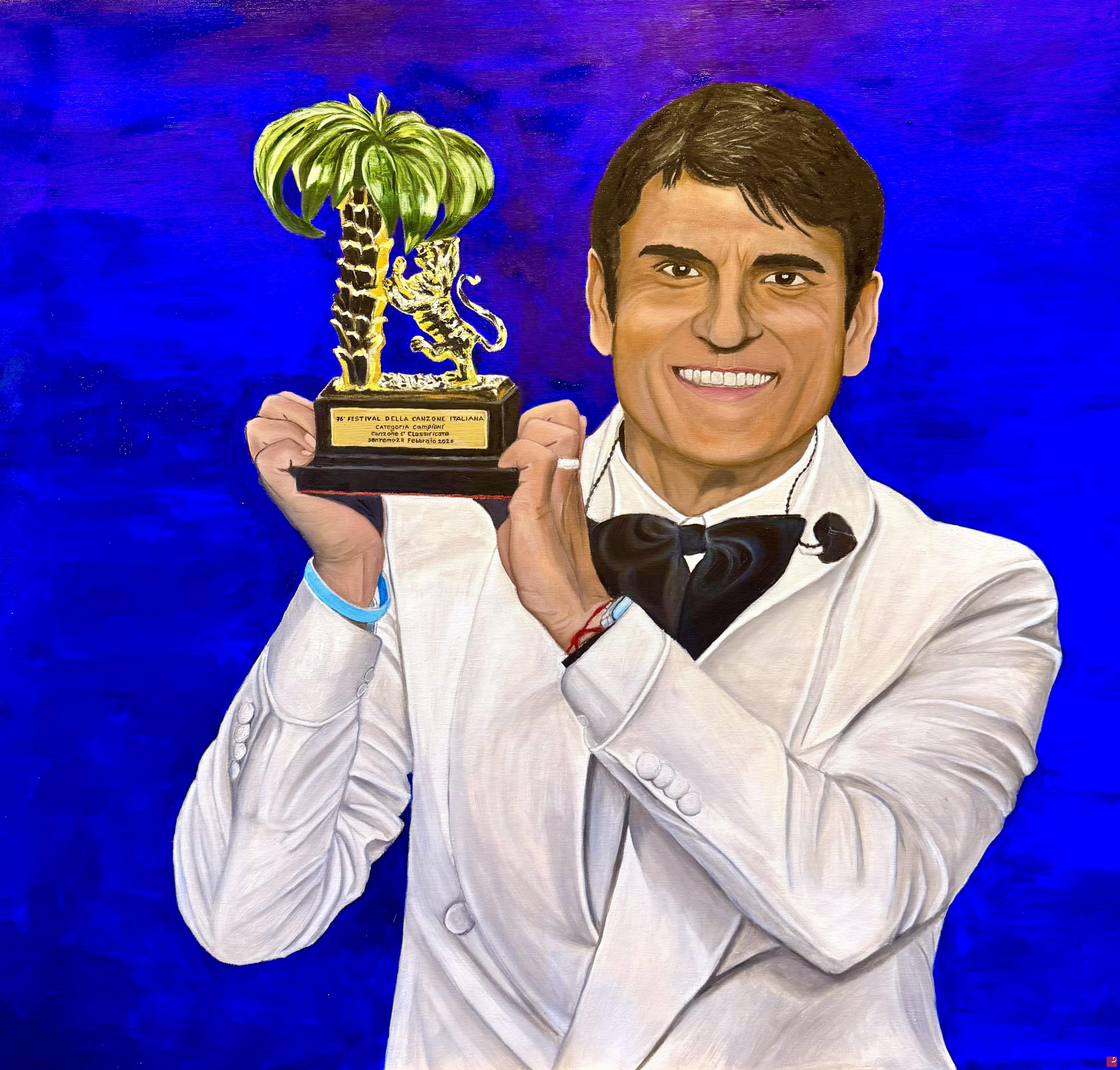 quadri in vendita online - Ritratto di Sal Da Vinci - Vincitore Sanremo 2026 ' Per Sempre si"