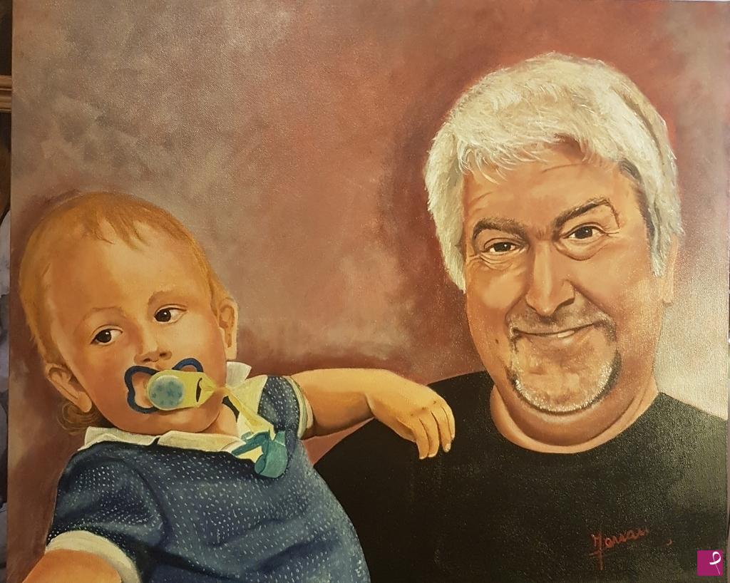 quadri in vendita online - "RITRATTO NONNO ANTONIO ORGOGLIOSO E FIERO DEL NIPOTE ALBERTO ! 