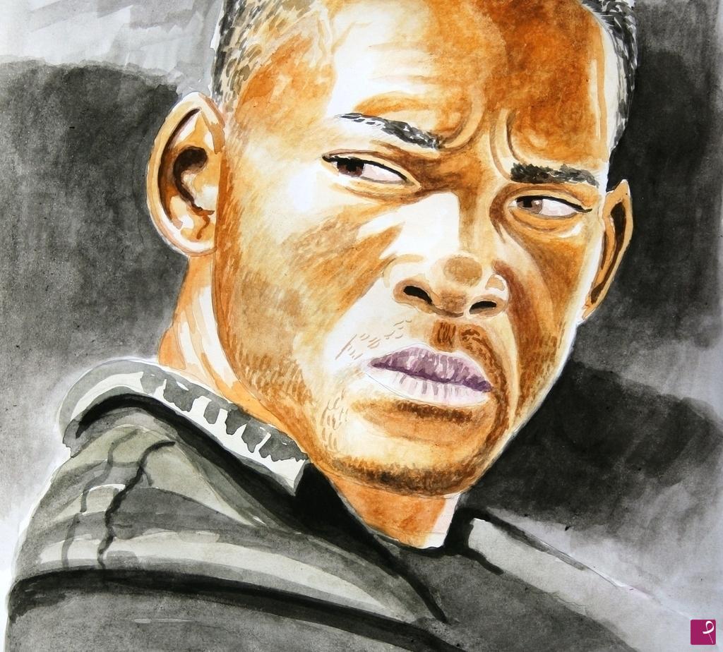 quadri in vendita online - Ritratto "Will Smith"  quadro acquerello moderno.