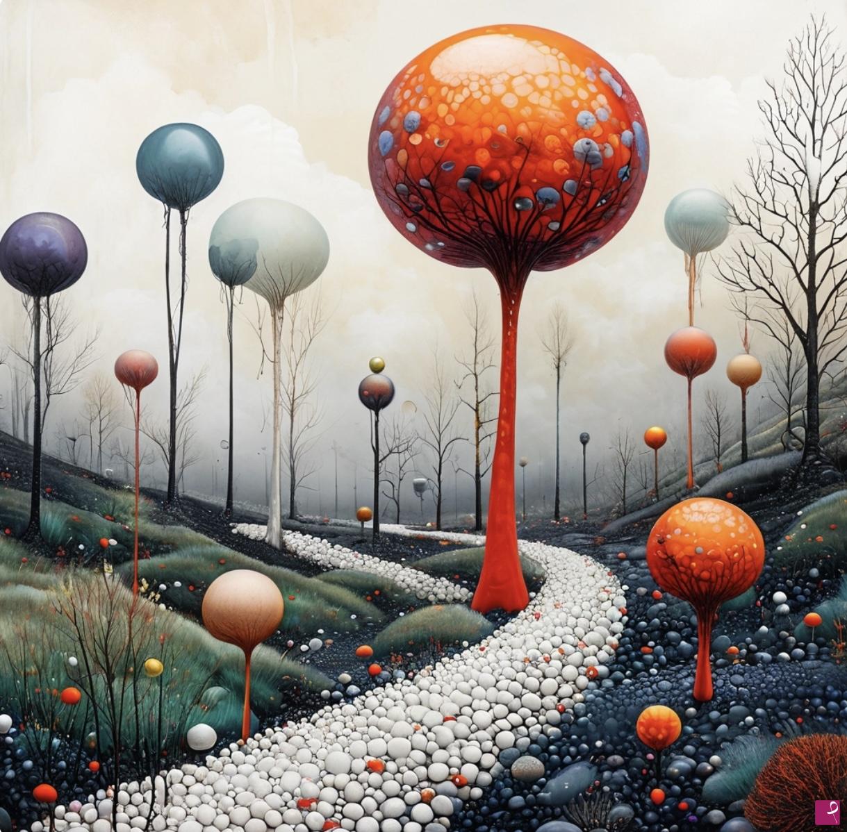 quadri in vendita online - Road from tree-boll