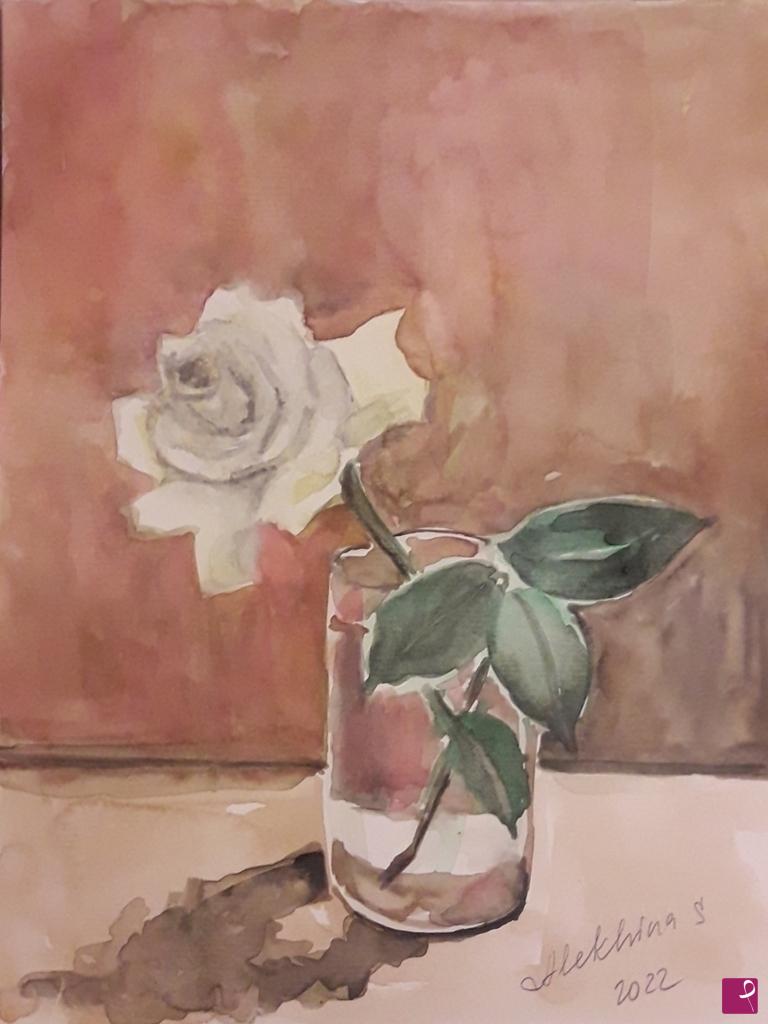 quadri in vendita online - Rosa in bicchiere